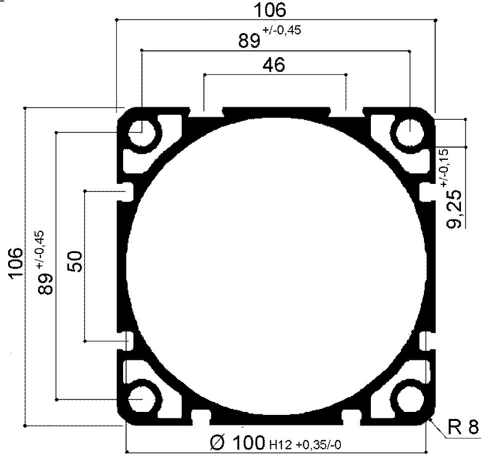 Aluminiumhülse für Pneumatikzylinder, Bohrung 100 mm