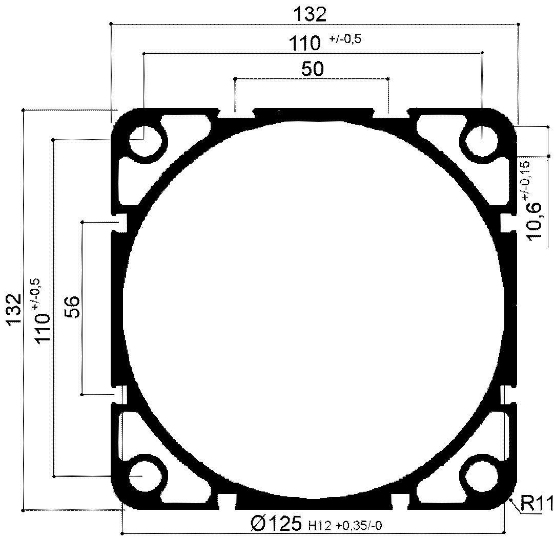 Pneumatikzylinder ISO 15552 ex 6431 Durchmesser 125: Aluminiumprofil