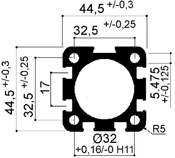 quadratisches Aluminiumprofil für Pneumatikzylinder