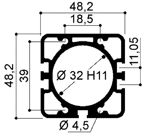 perfil de aluminio para cilindros neumáticos