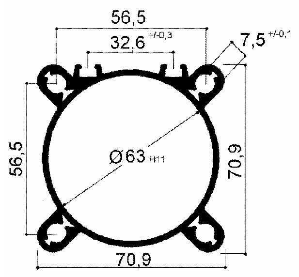 profilo serie light diametro 80 per cilindri pneumatici