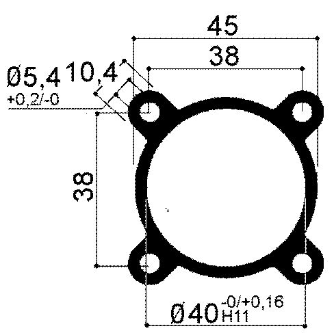 profilo in alluminio per la realizzazione di cilindri pneumatici